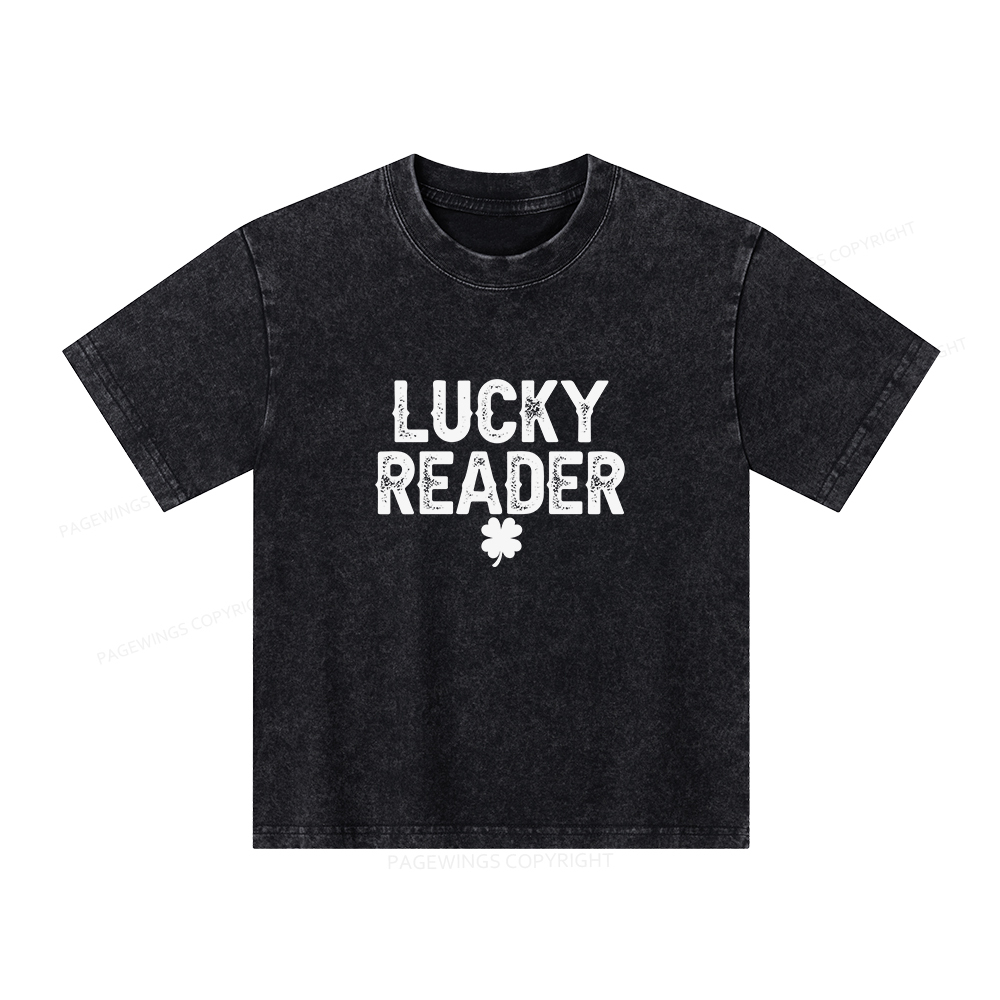 Pagewings Lucky and Lucky Fucker Graphic Tees Unisex Kids Washed T-shirt