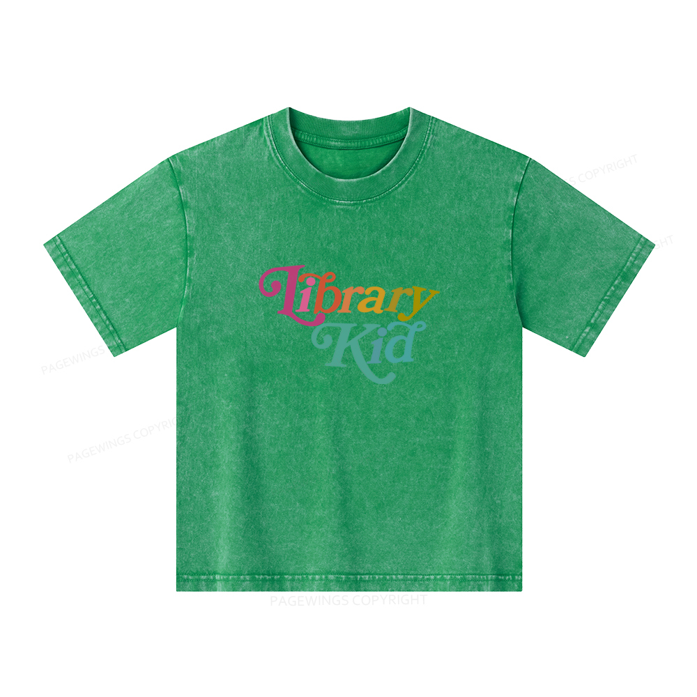 Pagewings Library Shirt Librarian Shirt Unisex Kids Washed T-shirt
