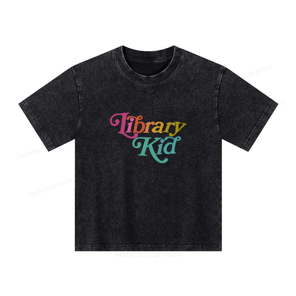 Pagewings Library Shirt Librarian Shirt Unisex Kids Washed T-shirt