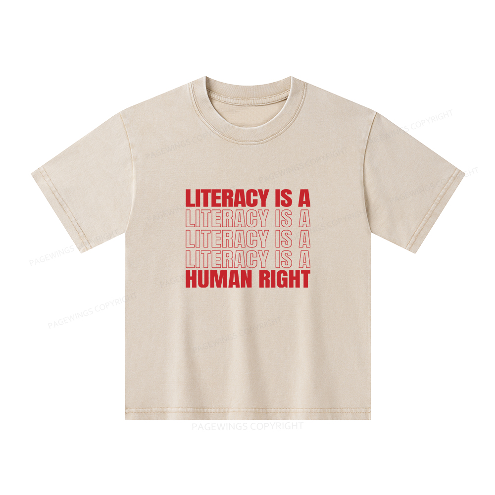 Pagewings Literacy Is A Human Right Unisex Kids Washed T-shirt