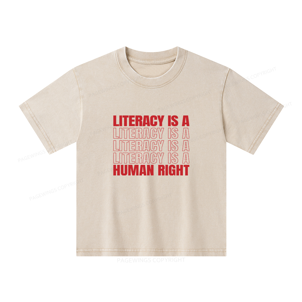 Pagewings Literacy Is A Human Right Unisex Kids Washed T-shirt