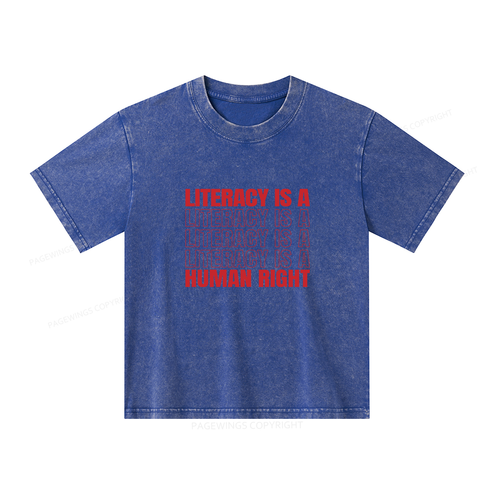 Pagewings Literacy Is A Human Right Unisex Kids Washed T-shirt