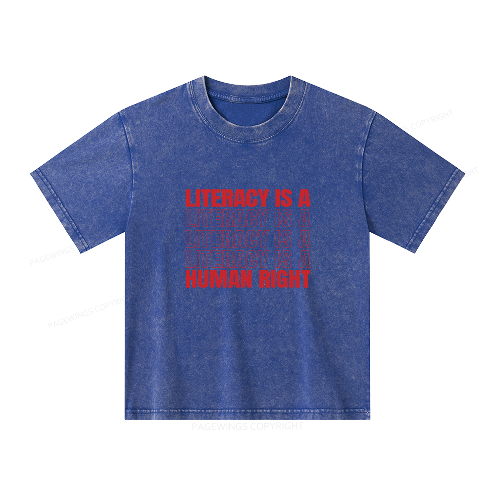 Pagewings Literacy Is A Human Right Unisex Kids Washed T-shirt