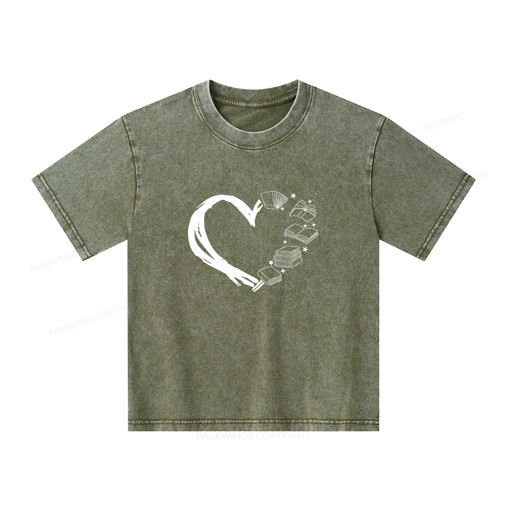 Pagewings Love of Books Unisex Kids Washed T-shirt