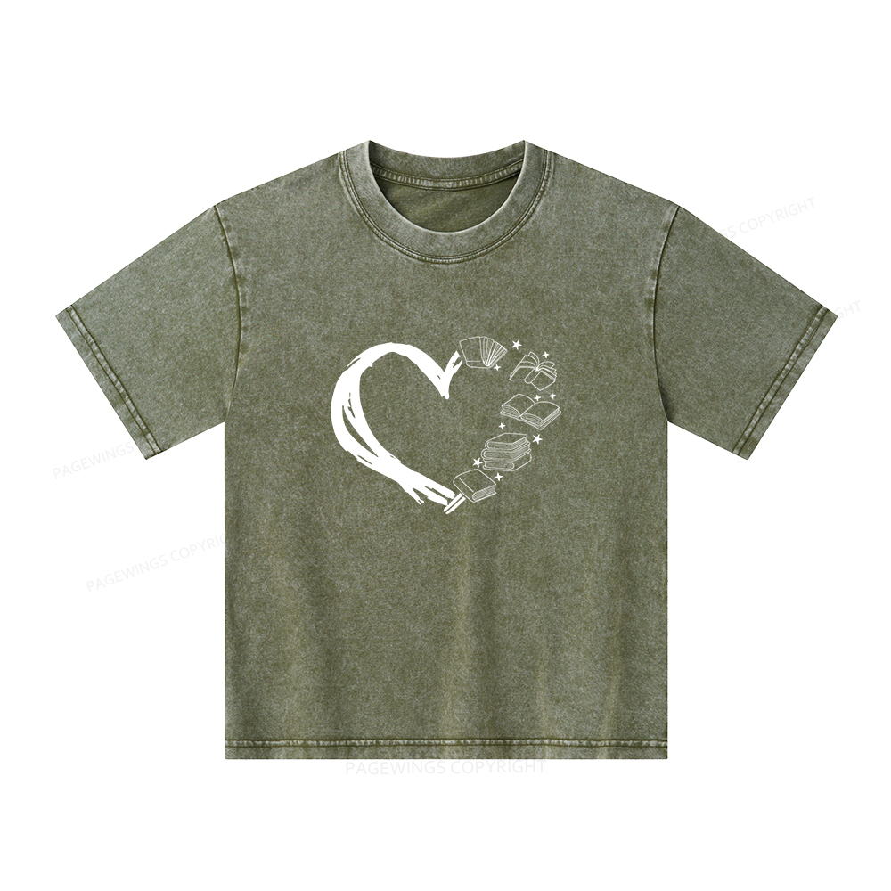 Pagewings Love of Books Unisex Kids Washed T-shirt