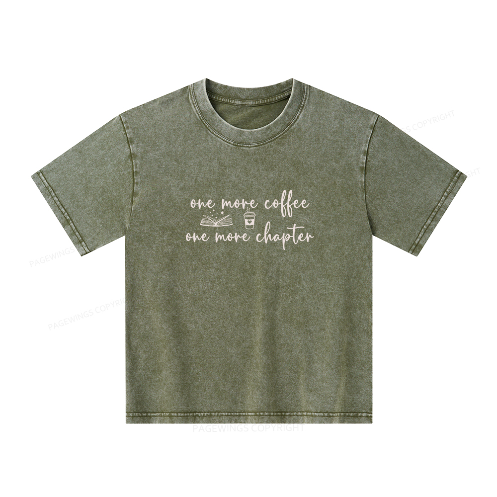 Pagewings Just One More Coffee and Books Unisex Kids Washed T-shirt