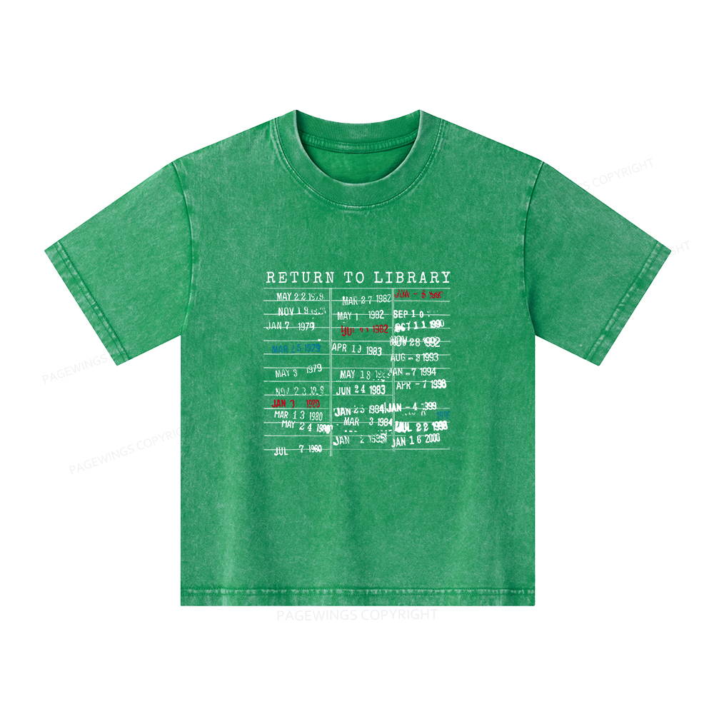 Pagewings Return To Library Unisex Kids Washed T-shirt