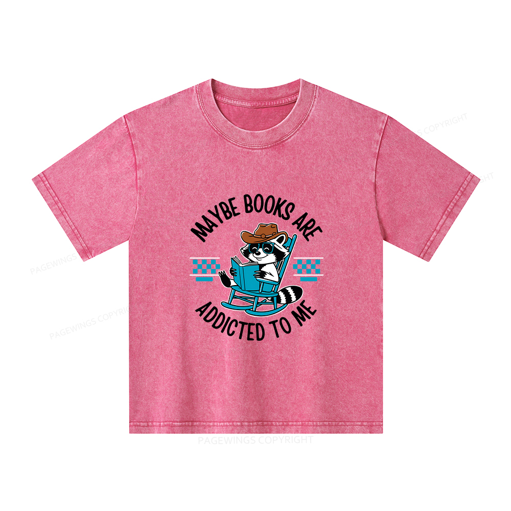 Pagewings Books Are Addicted To Me Unisex Kids Washed T-shirt