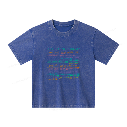 Pagewings Vintage Library Rainbow Unisex Kids Washed T-shirt