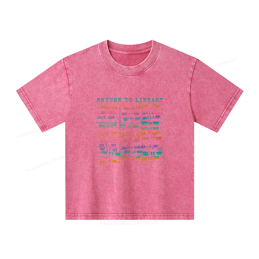 Pagewings Vintage Library Rainbow Unisex Kids Washed T-shirt