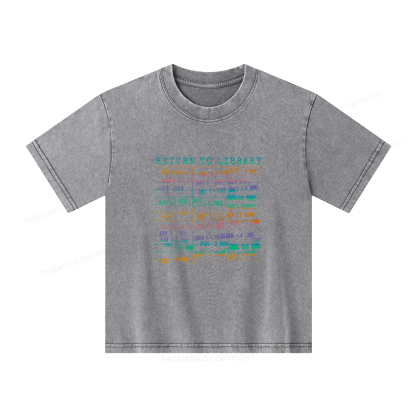 Pagewings Vintage Library Rainbow Unisex Kids Washed T-shirt