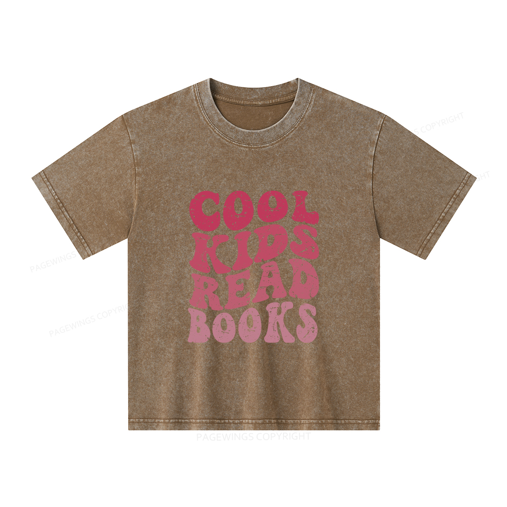 Pagewings Library Reader Book Nerd Unisex Kids Washed T-shirt