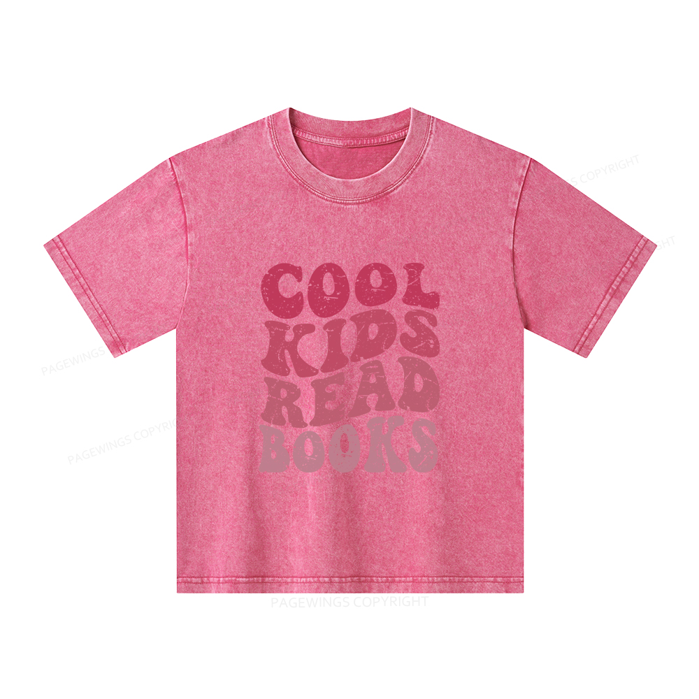 Pagewings Library Reader Book Nerd Unisex Kids Washed T-shirt