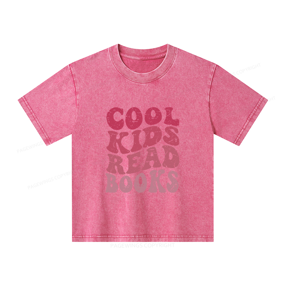 Pagewings Library Reader Book Nerd Unisex Kids Washed T-shirt