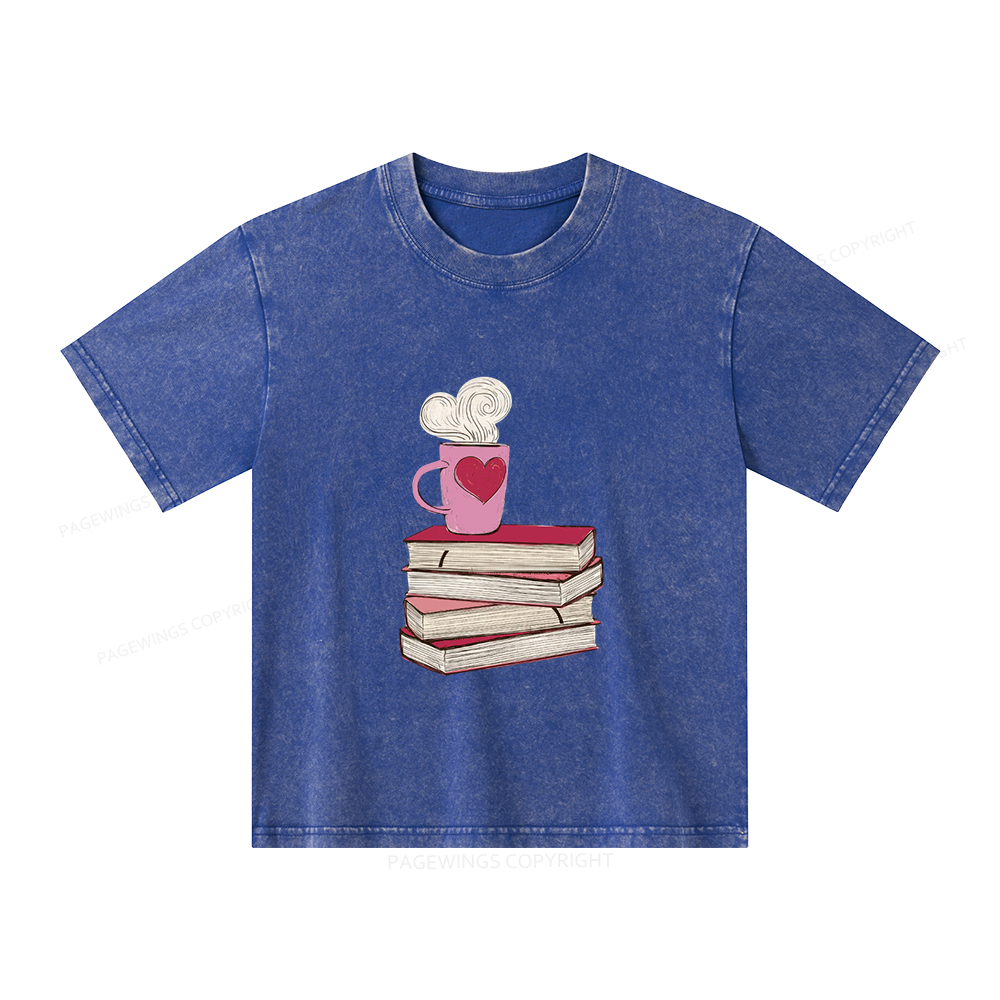 Pagewings Valentine's Day Gift for the Book Lover Unisex Kids Washed T-shirt