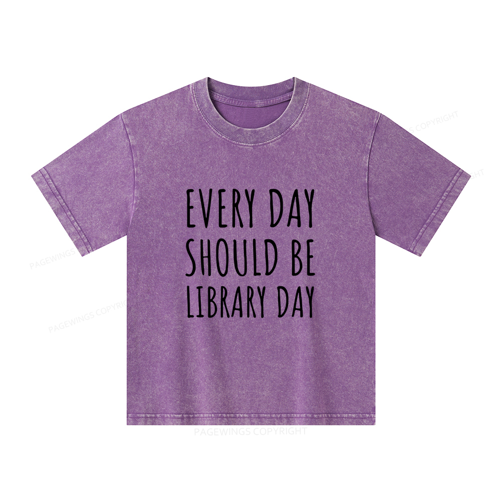 Pagewings Library Day Media Specialist Shirt Library Shirt Unisex Kids Washed T-shirt