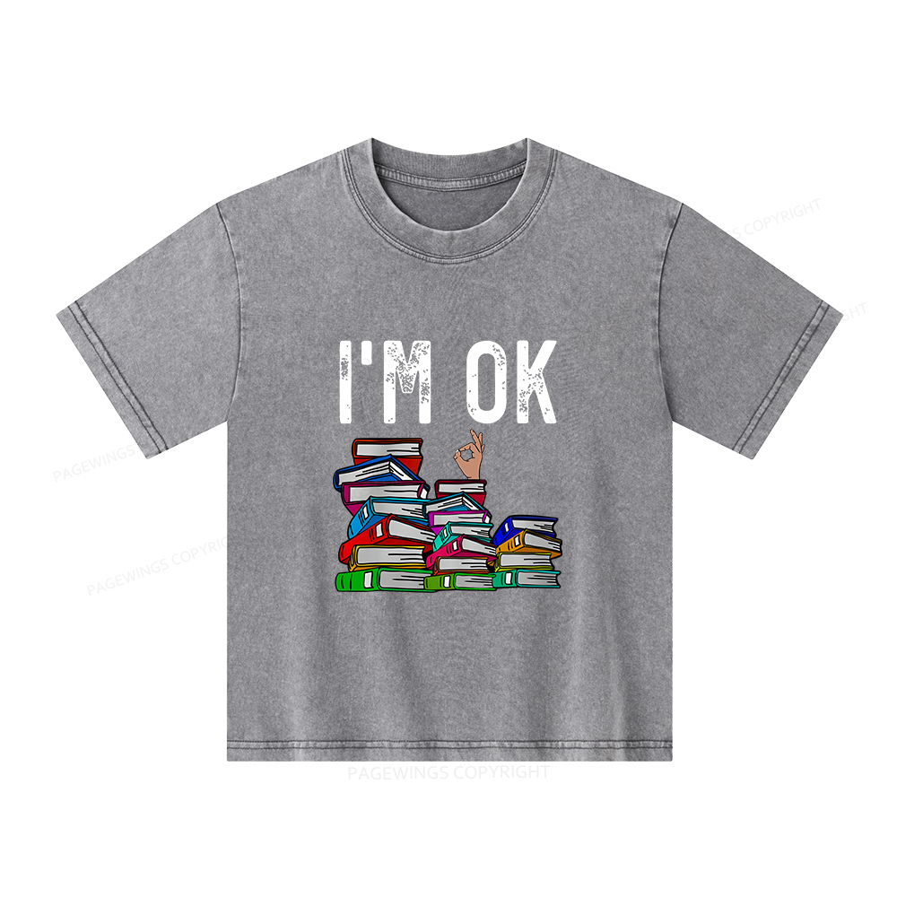 Pagewings Librarian Book Reader Funny Book Lover T Shirts Unisex Kids Washed T-shirt