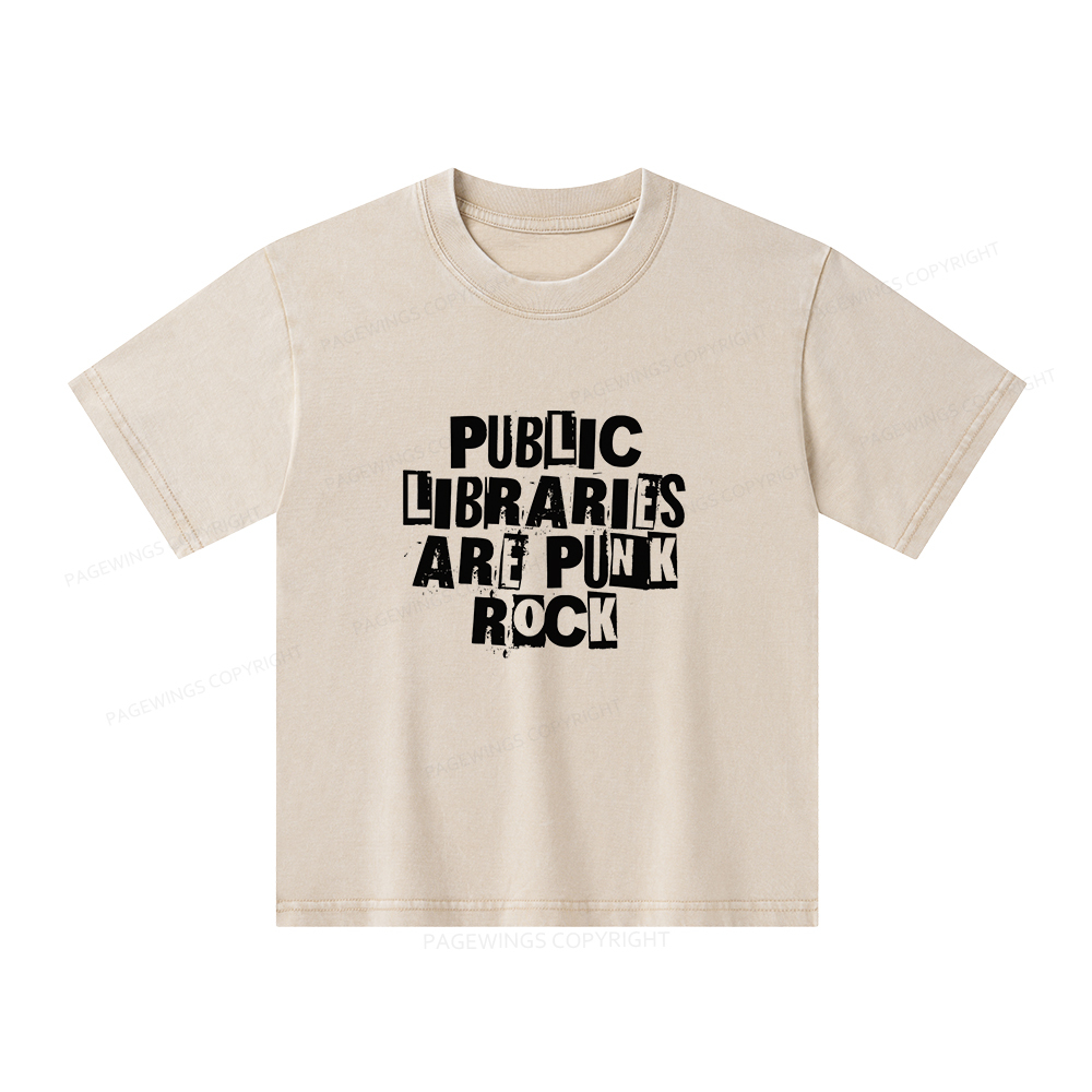 Pagewings Public Libraries Are Punk Rock Unisex Kids Washed T-shirt