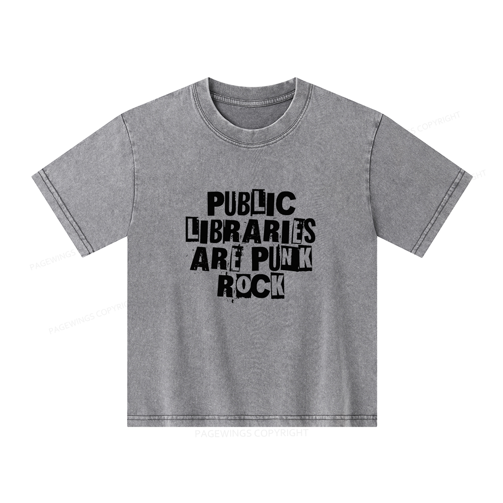 Pagewings Public Libraries Are Punk Rock Unisex Kids Washed T-shirt