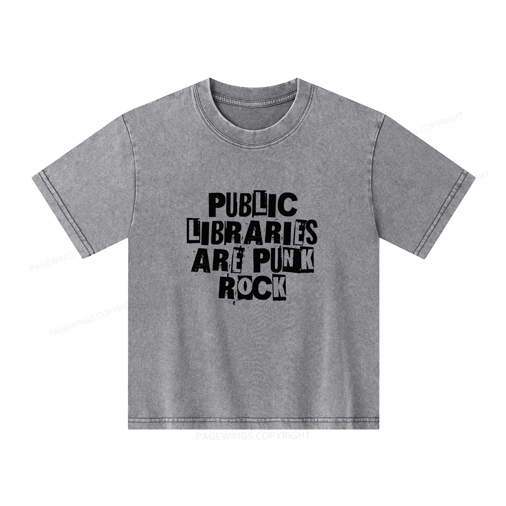 Pagewings Public Libraries Are Punk Rock Unisex Kids Washed T-shirt