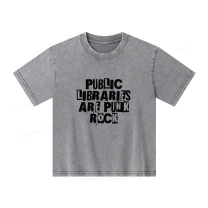 Pagewings Public Libraries Are Punk Rock Unisex Kids Washed T-shirt