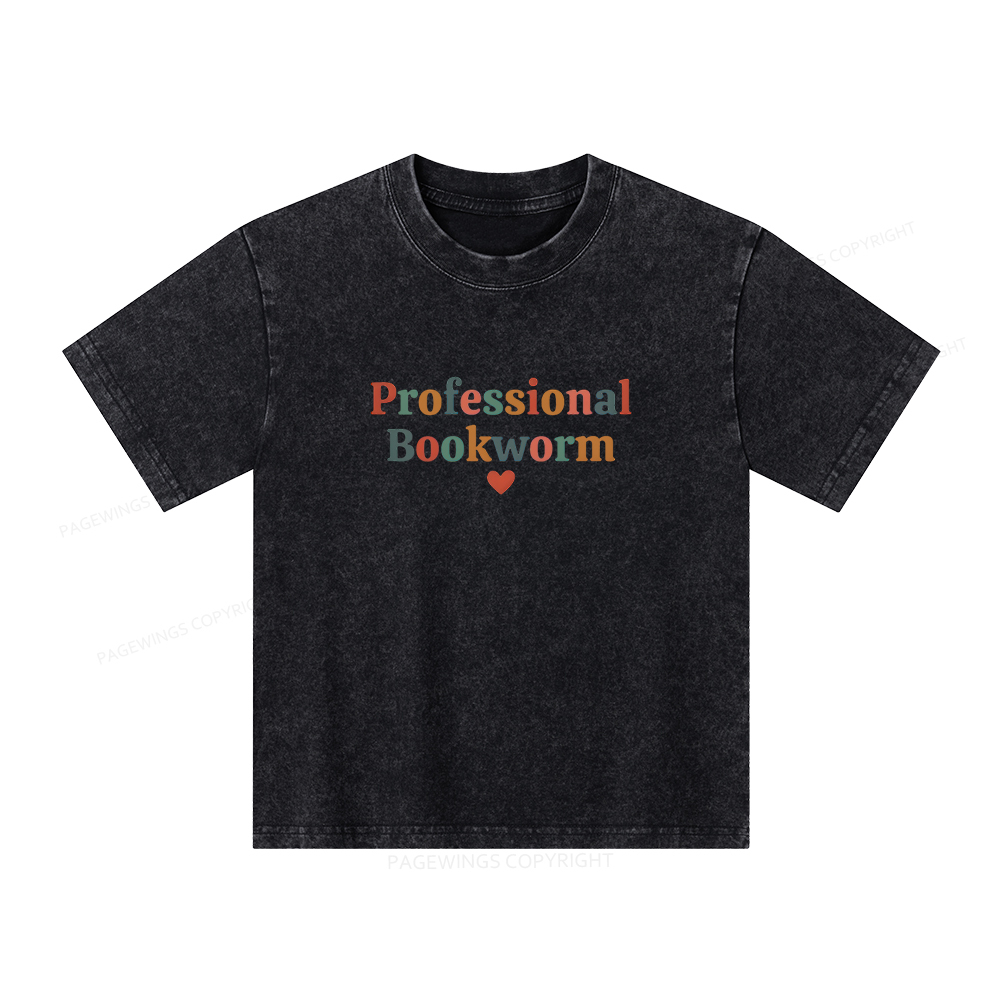 Pagewings Professional Bookworm Unisex Kids Washed T-shirt