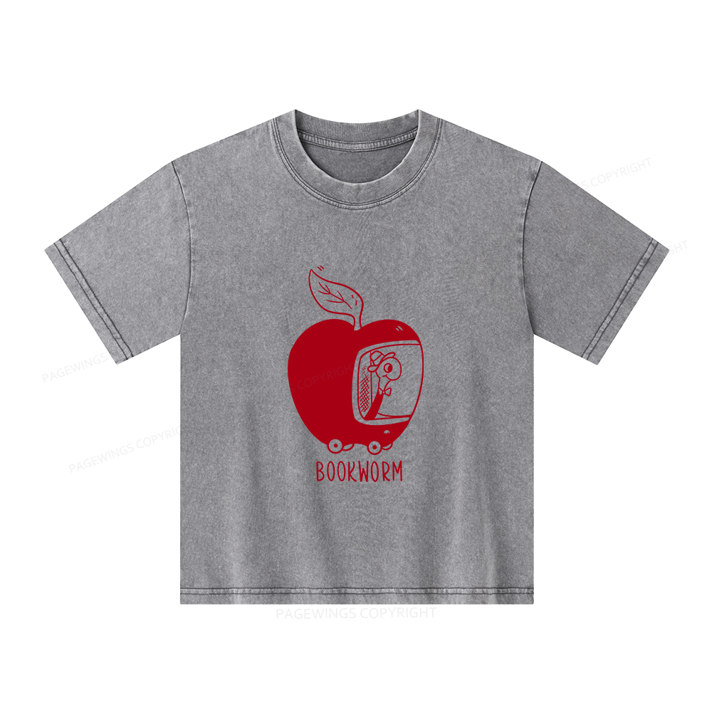 Pagewings Worm Driving Car Unisex Kids Washed T-shirt