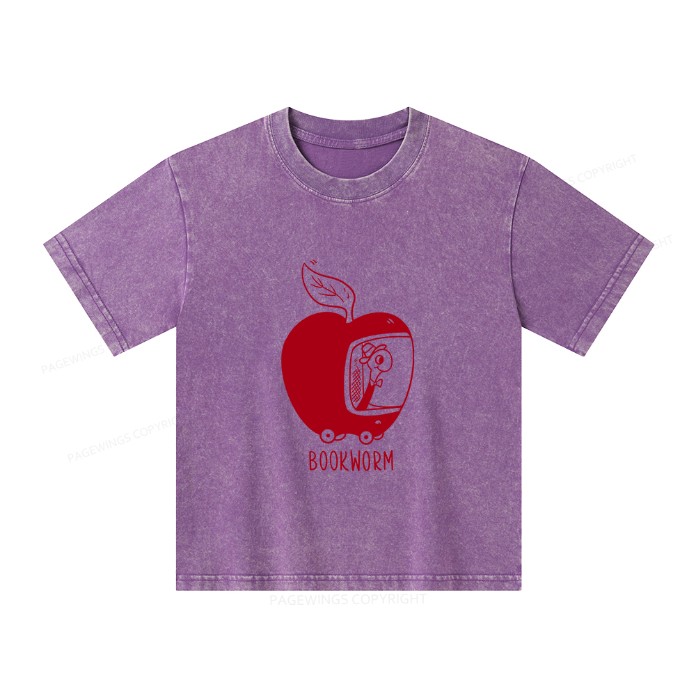 Pagewings Worm Driving Car Unisex Kids Washed T-shirt