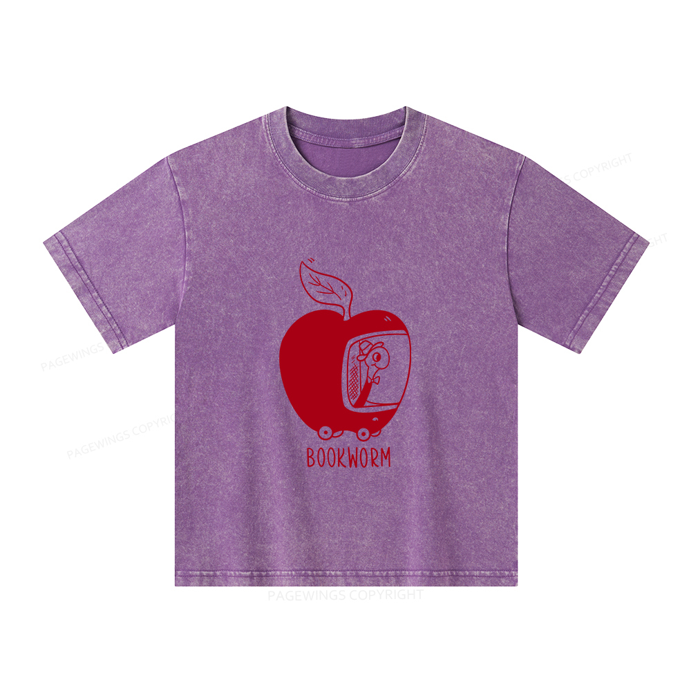 Pagewings Worm Driving Car Unisex Kids Washed T-shirt