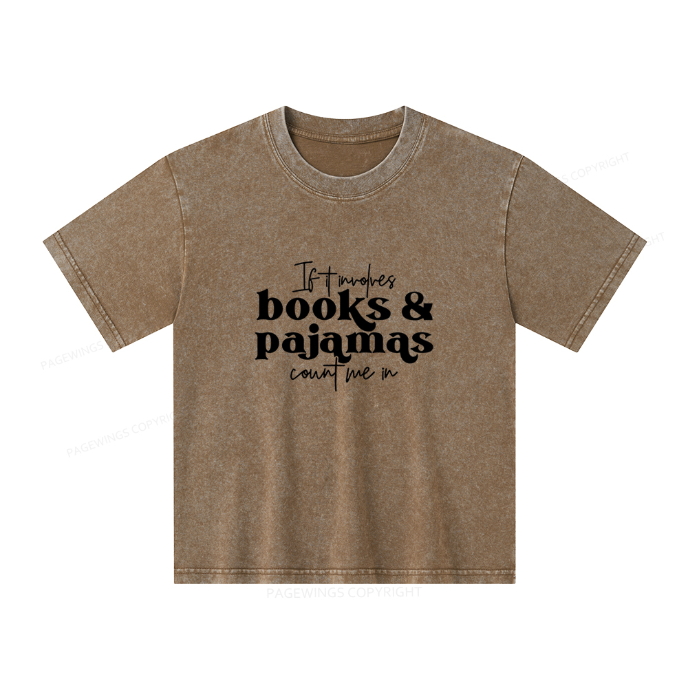 Pagewings Involves Books And Pajamas Count Me Unisex Kids Washed T-shirt