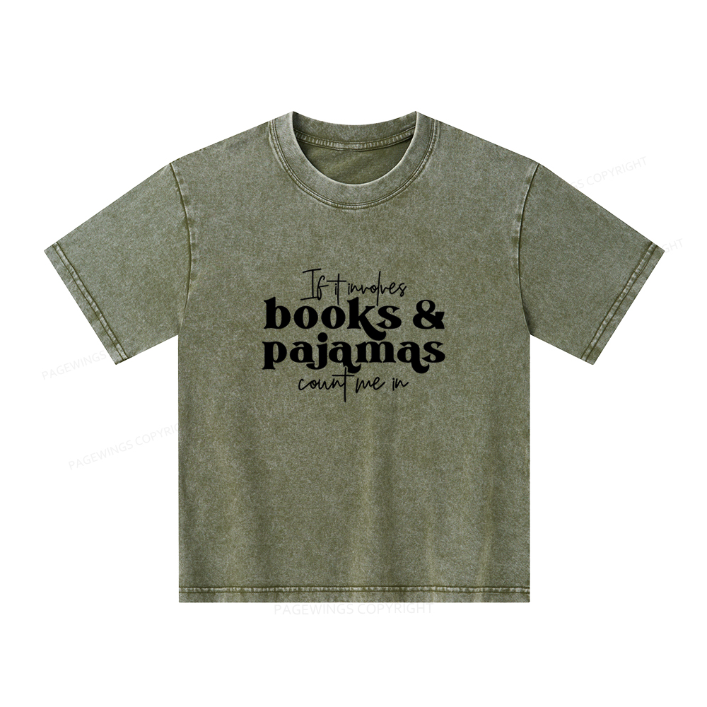 Pagewings Involves Books And Pajamas Count Me Unisex Kids Washed T-shirt