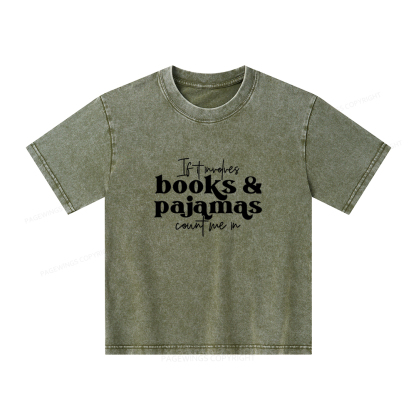 Pagewings Involves Books And Pajamas Count Me Unisex Kids Washed T-shirt
