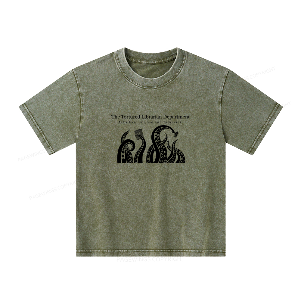 Pagewings The Tortured Librarian Department Unisex Kids Washed T-shirt