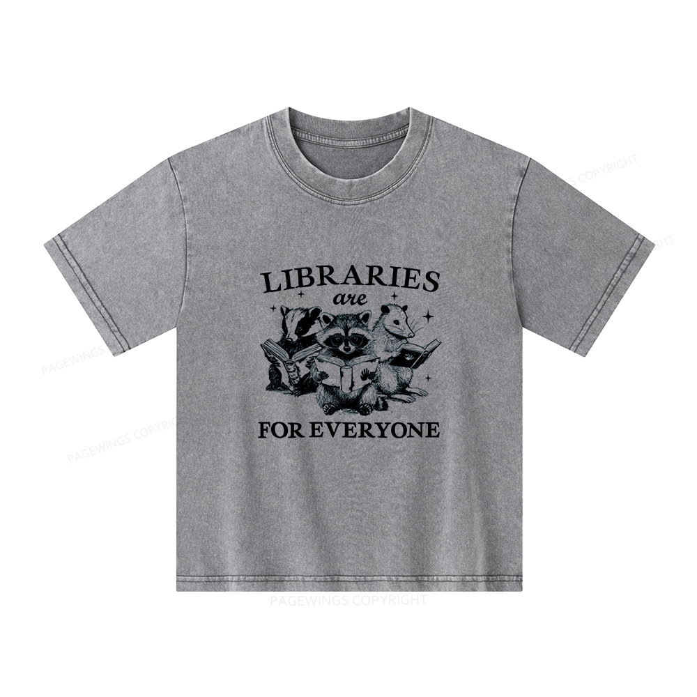 Pagewings Libraries Are For Everyone Unisex Kids Washed T-shirt