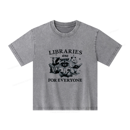 Pagewings Libraries Are For Everyone Unisex Kids Washed T-shirt
