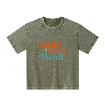 Pagewings Read Books Be Kind Stay Weird Unisex Kids Washed T-shirt