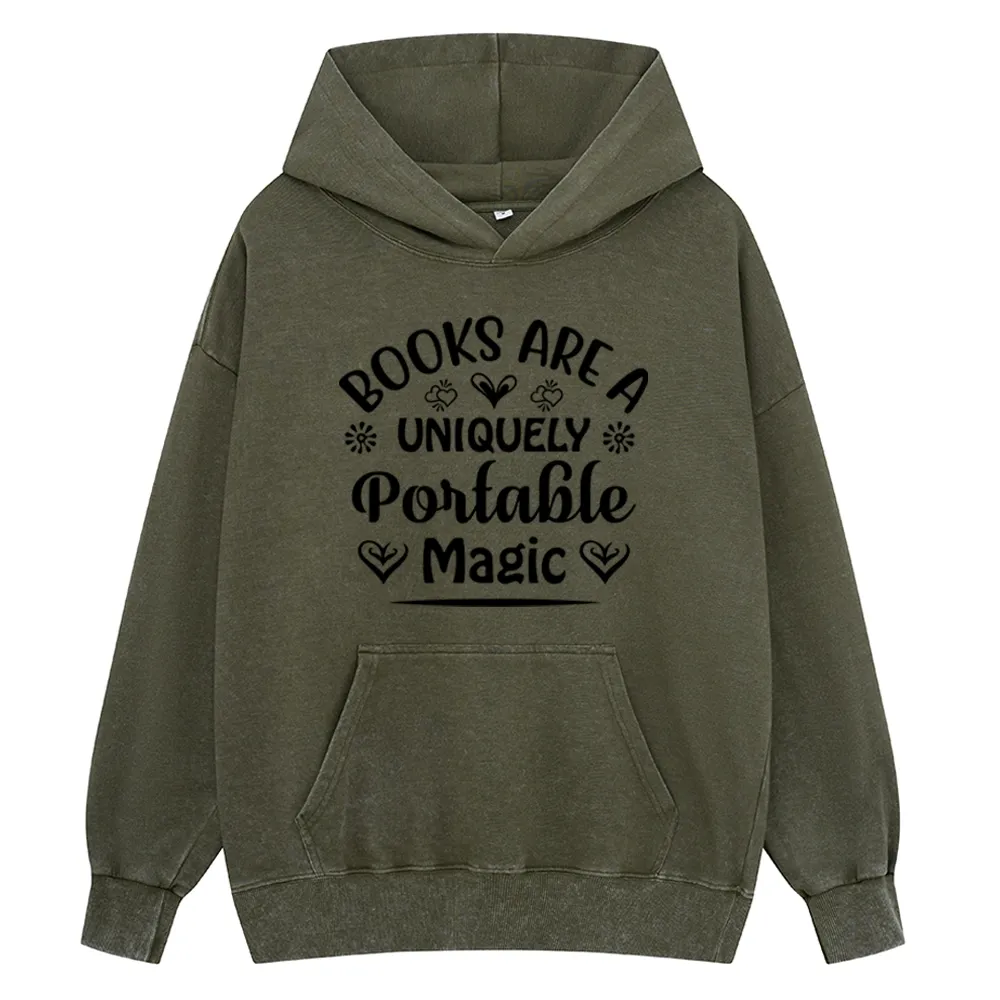 Pagewings Books Are A Uniquely Portable Magic Unisex Washed Hoodie