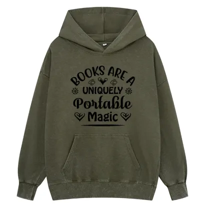 Pagewings Books Are A Uniquely Portable Magic Unisex Washed Hoodie