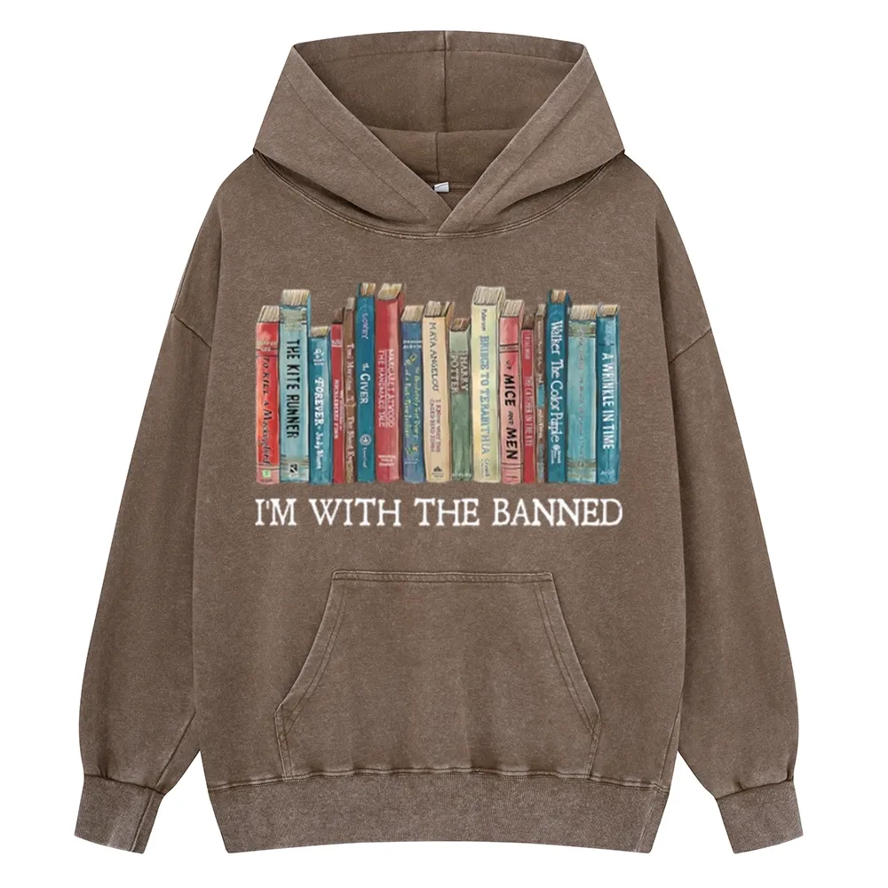 Pagewings I'm With The Banned Unisex Washed Hoodie