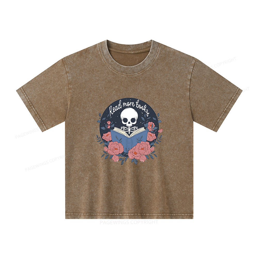 Pagewings Read More Books Unisex Kids Washed T-shirt