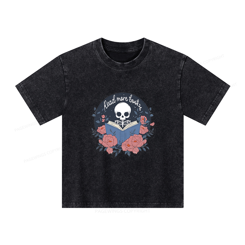 Pagewings Read More Books Unisex Kids Washed T-shirt