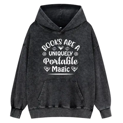 Pagewings Books Are A Uniquely Portable Magic Unisex Washed Hoodie