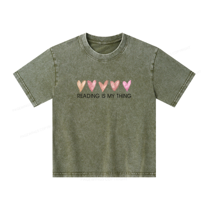 Pagewings  Reading is My Thing Unisex Kids Washed T-shirt