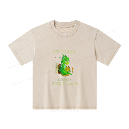 Pagewings Bookworm Please I'm A Book Dragon Unisex Kids Washed T-shirt