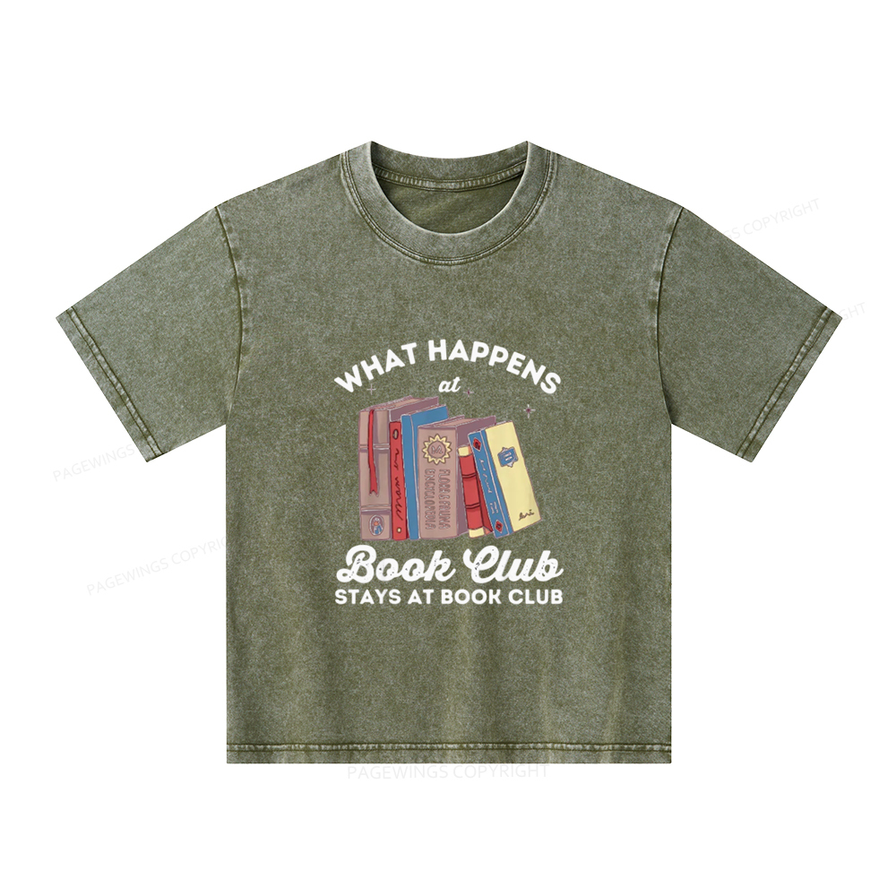 Pagewings Stays At Book Club Book Unisex Kids Washed T-shirt