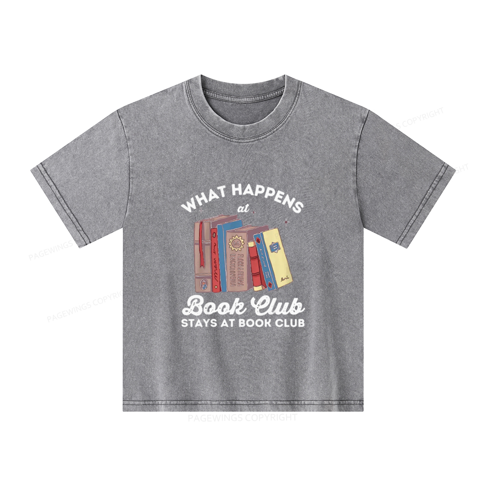Pagewings Stays At Book Club Book Unisex Kids Washed T-shirt