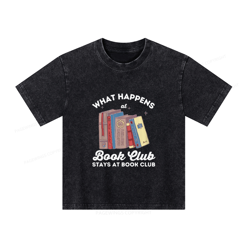 Pagewings Stays At Book Club Book Unisex Kids Washed T-shirt