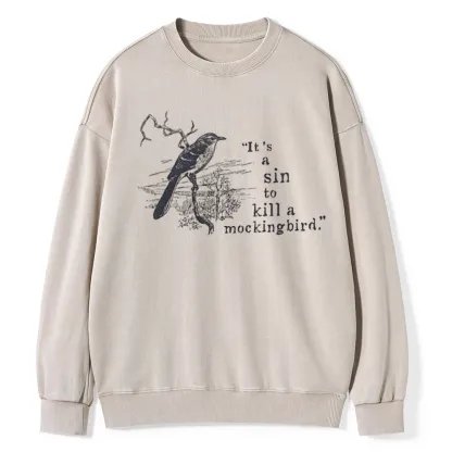 Pagewings  It's A Sin To Kill a Mockingbird Unisex Washed Sweatshirt