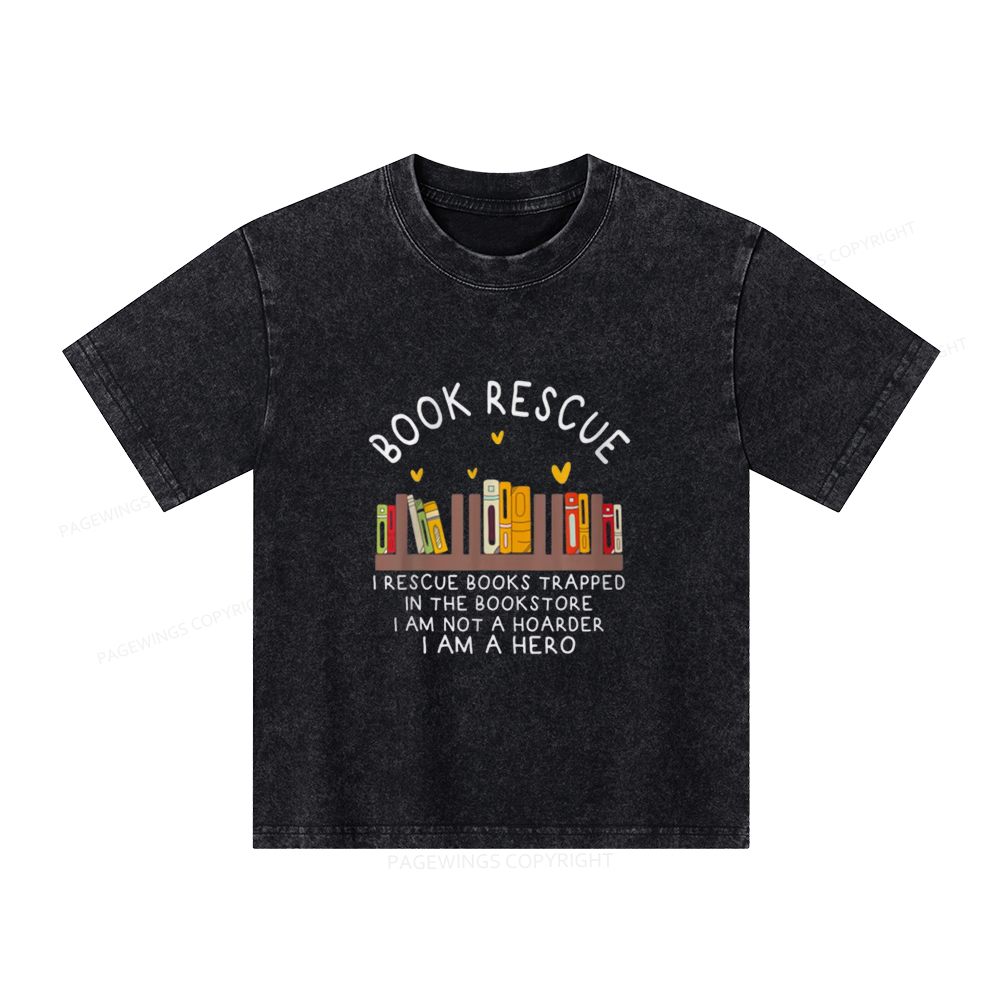 Pagewings Book Rescue Unisex Kids Washed T-shirt