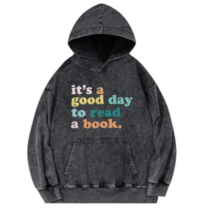 Pagewings It’s a Good Day to Read a Book Unisex Washed Hoodie